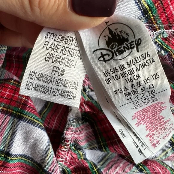 Disney Minnie Mouse Christmas Plaid Nightgown Girls Size 5/6 Holiday Sleepwear - Picture 4 of 4